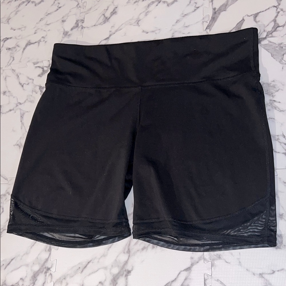 Xersion Black Athletic bike Shorts Moisture-Wicking Performance with mesh detail